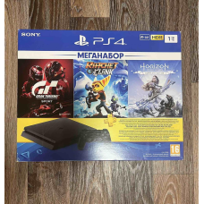 Ігрова приставка Sony Playstation 4 Slim 1Tb + 3 ігри (Gran Turismo Sport,Ratchet & Clank, Horizon) PS4 slim