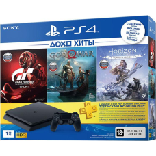 Ігрова приставка Sony Playstation 4 Slim 1Tb + Horizon/Gran Turismo Sport/God of War (PS4 slim)