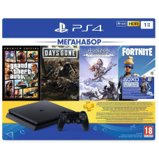 Ігрова приставка Sony Playstation 4 Slim 1Tb + 3 ігри (GTA 5, Days Gone, Horizon Zero Dawn) PS4 slim