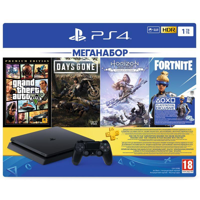 Ігрова приставка Sony Playstation 4 Slim 1Tb + 3 ігри (GTA 5, Days Gone, Horizon Zero Dawn) PS4 slim